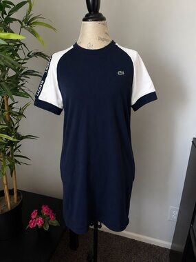 Lacoste dress size medium women navy blue white